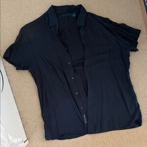 Perry Ellis Dark Blue Casual Button Down Shirt